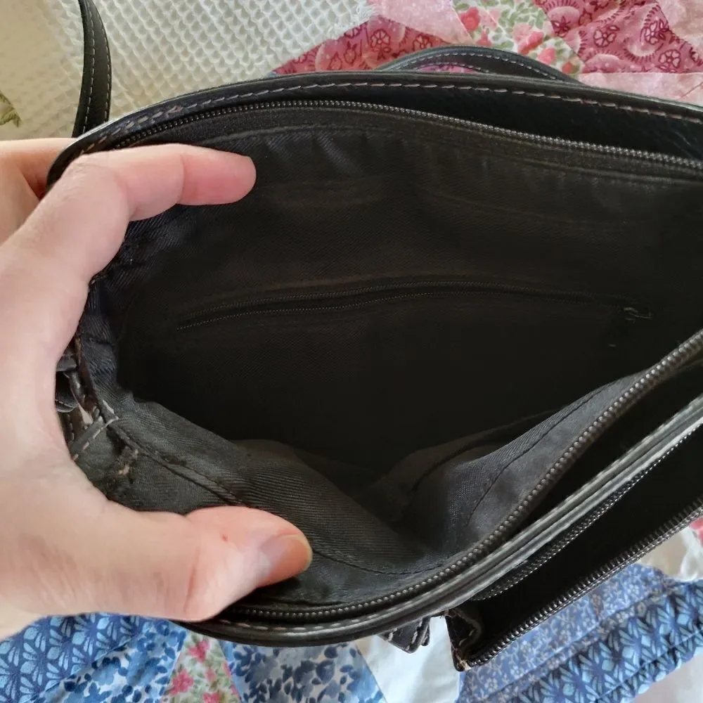 Fossil Black Leather Crossbody Bag